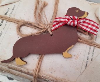 Handpainted Wooden Hanging Dachshund