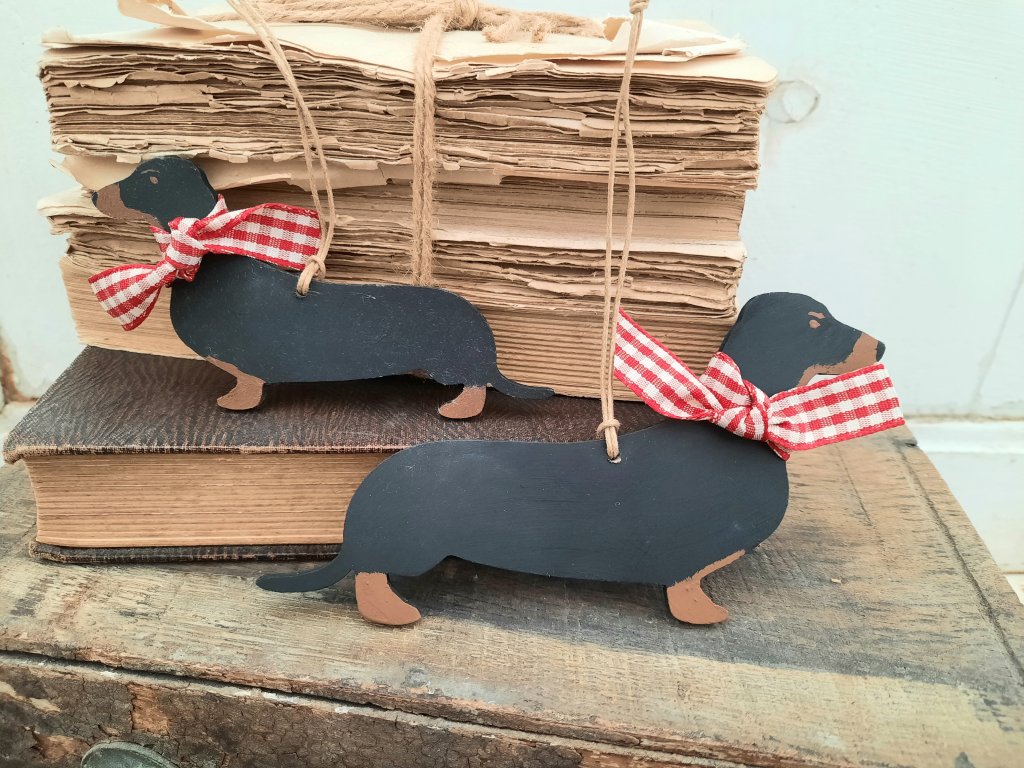 Handpainted Wooden Hanging Dachshund