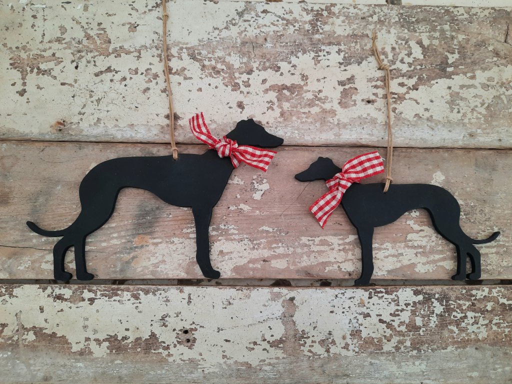 Handpainted Wooden Hanging Greyhound