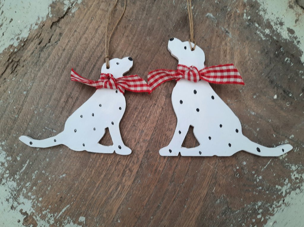  Hanging Wooden Dalmatian Decoration