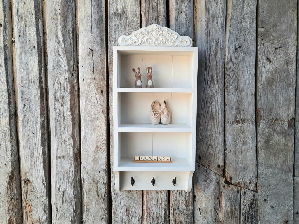 Handmade  Painted Wooden Shelves With Scroll Detail