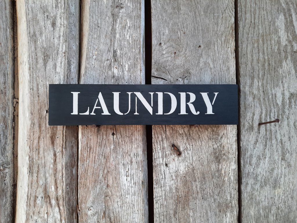 Stencilled LAUNDRY Sign