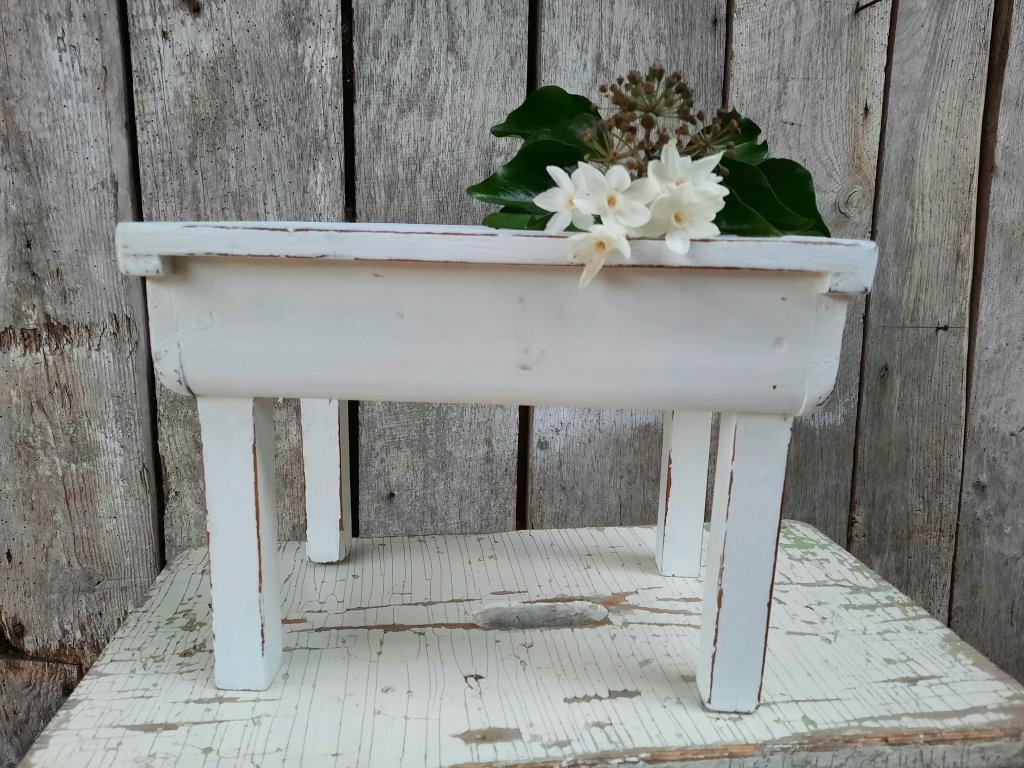 Painted Wooden White Stool