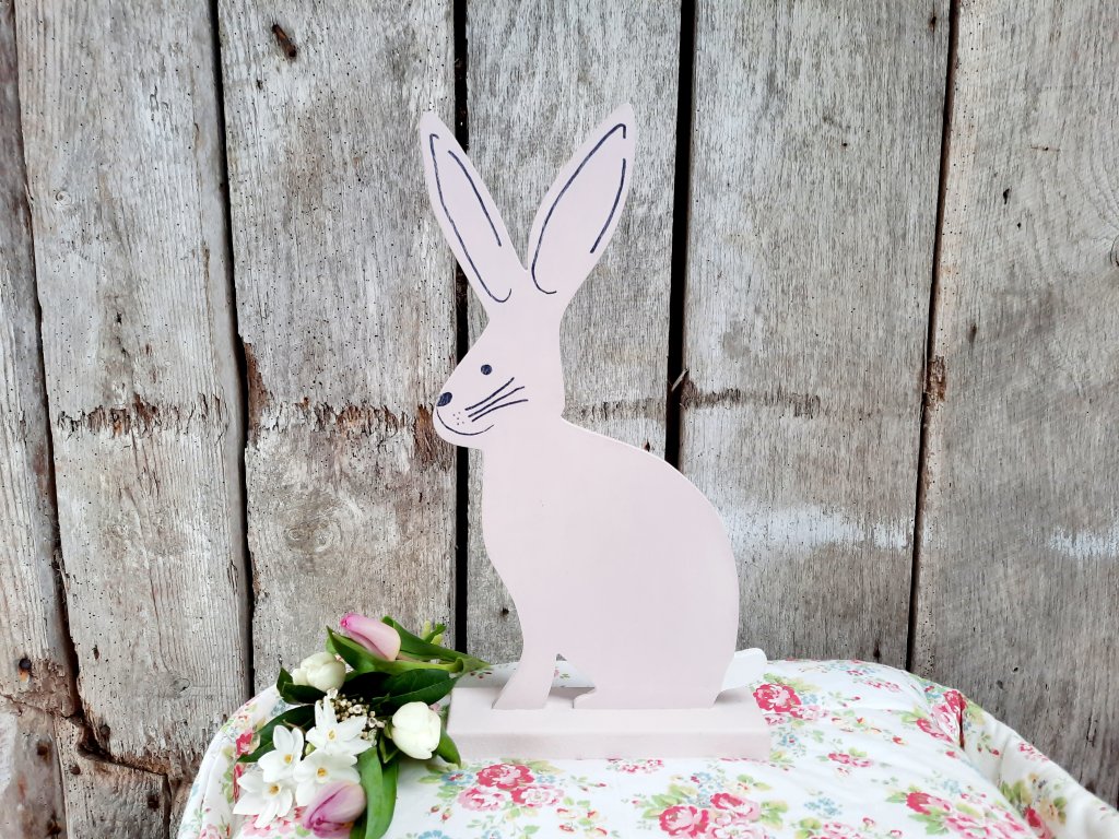 Large Handpainted Pink Hare
