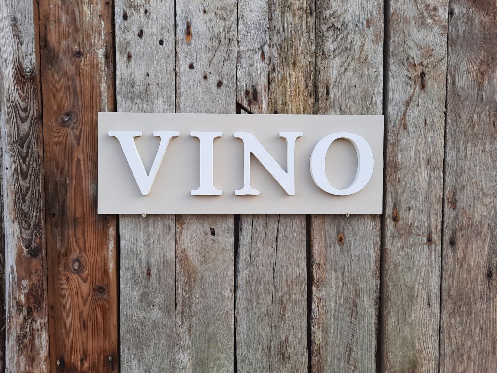 Handpainted Wooden VINO Sign