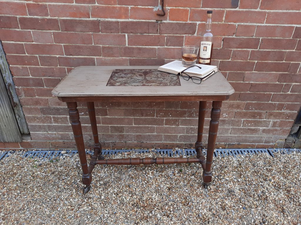 Painted Table With Original Caster Wheels