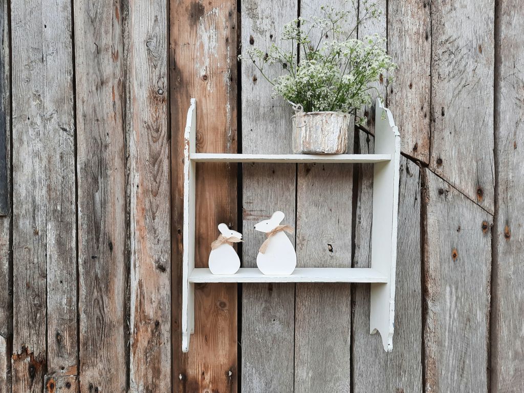 Rustic White Wooden Shelves