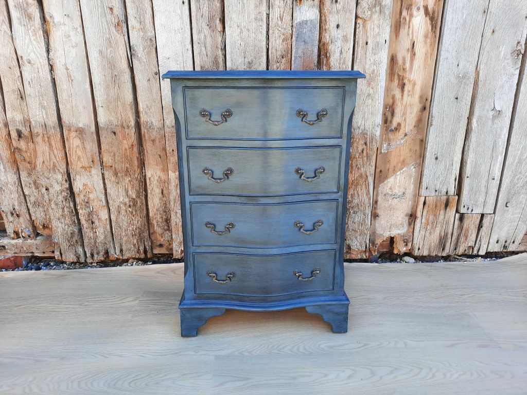 Painted Wooden Teal Chest Of Drawers