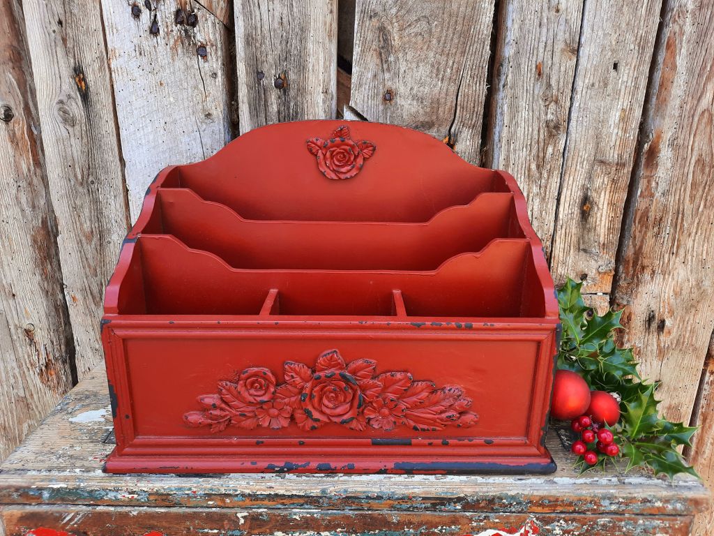 Red Wooden Letter Rack