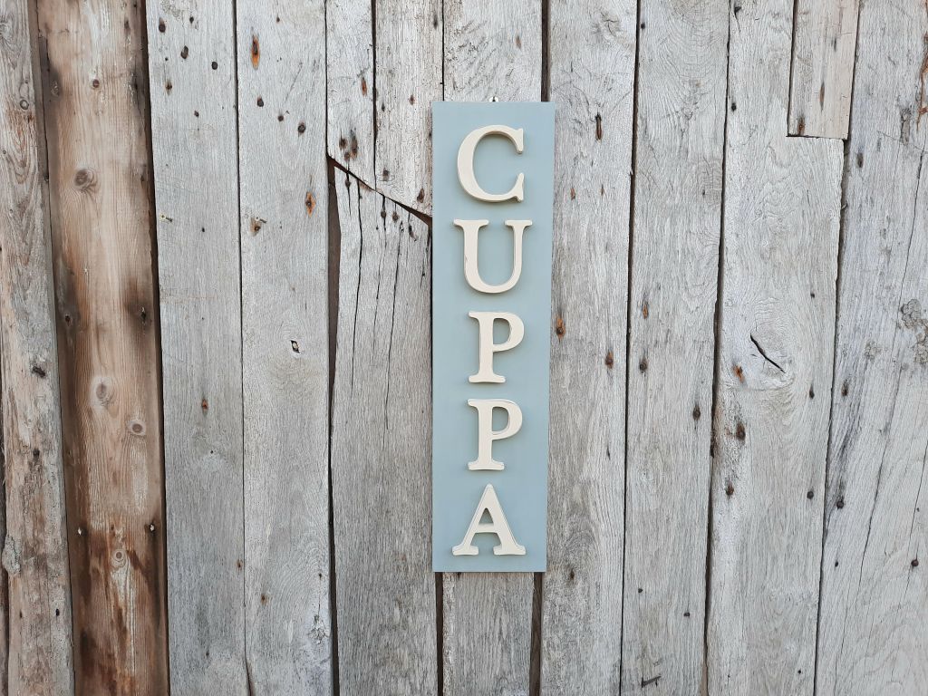 Small Distressed Painted CUPPA Sign