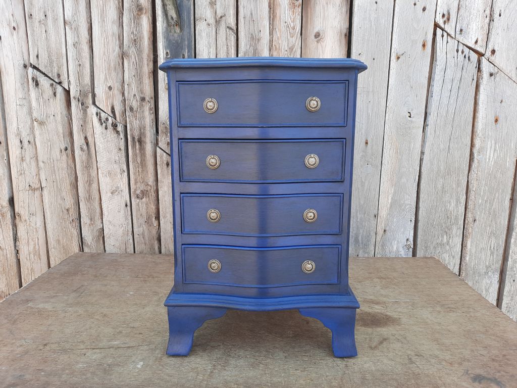 Bow Fronted Blue Chest Of Drawers