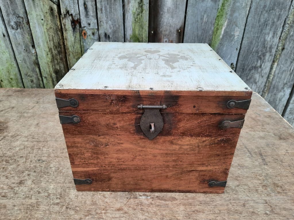 Large Wooden Box With Cherub Stencil