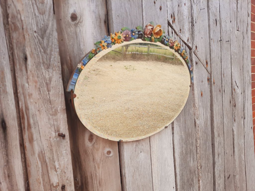 Beautiful Bevelled Mirror With Floral Details