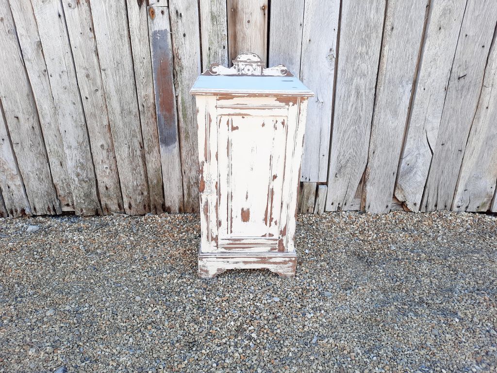 Distressed White Pot Cupboard