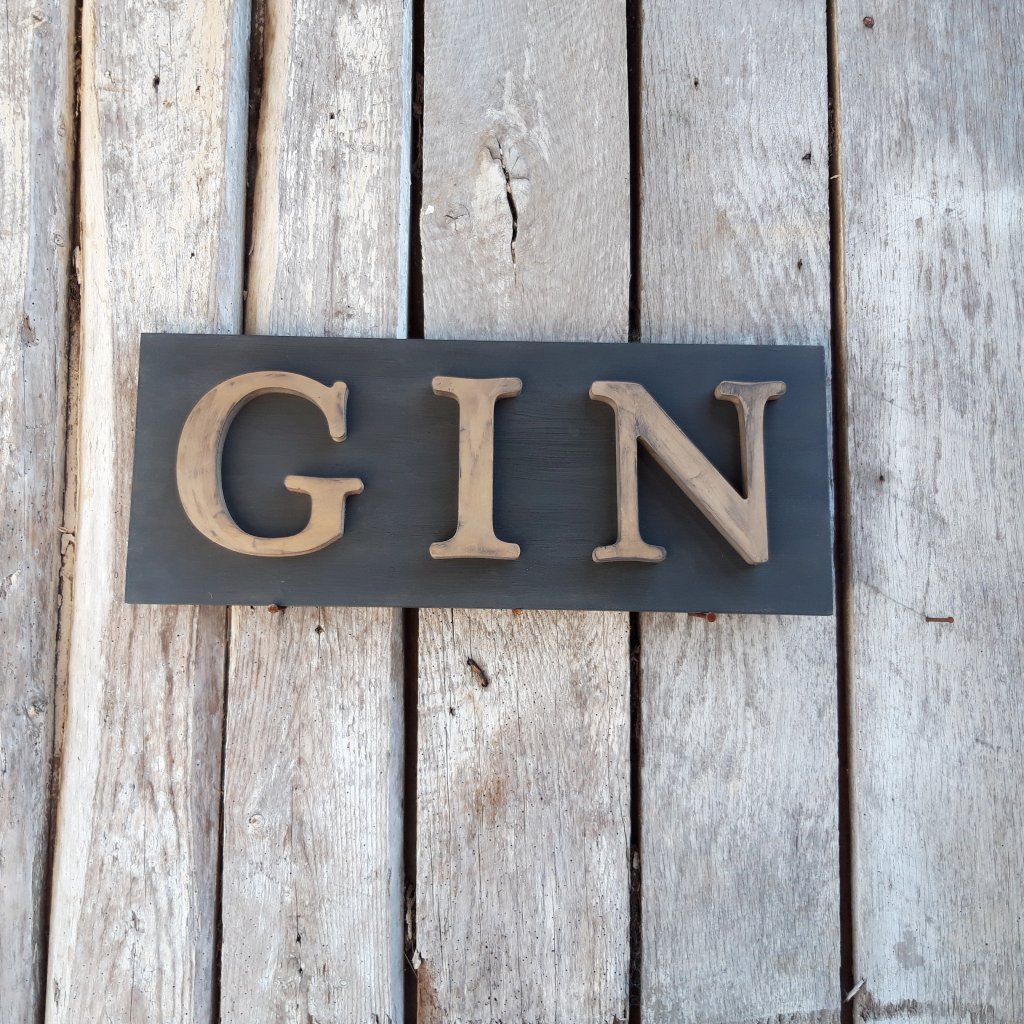 Painted Wooden GIN Sign