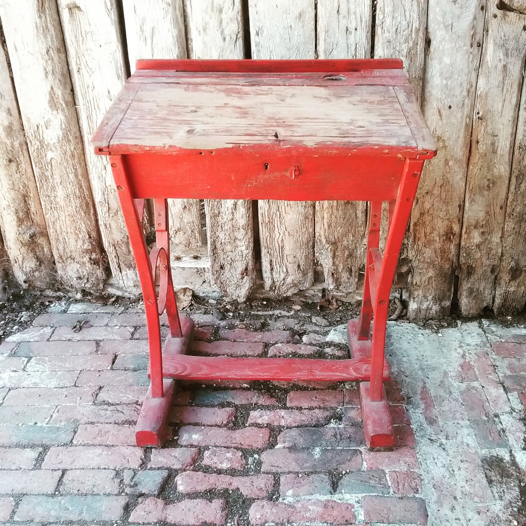 Vintage Red School Desk