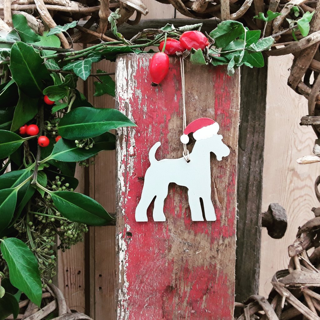 Hanging Christmas Terrier Decoration