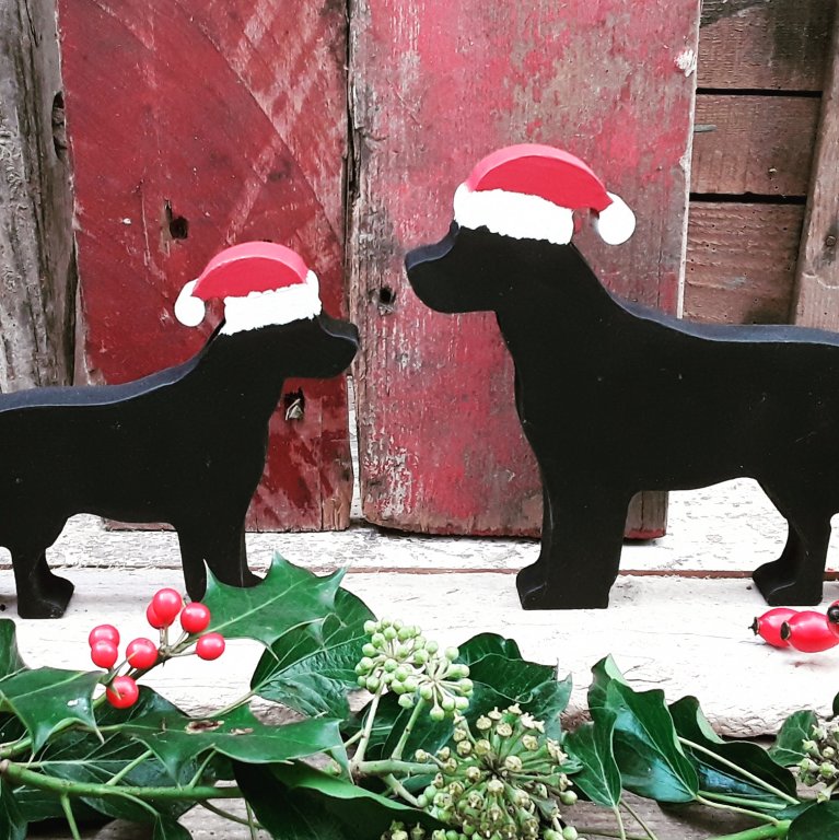 Christmas Standing Painted Labrador Decoration
