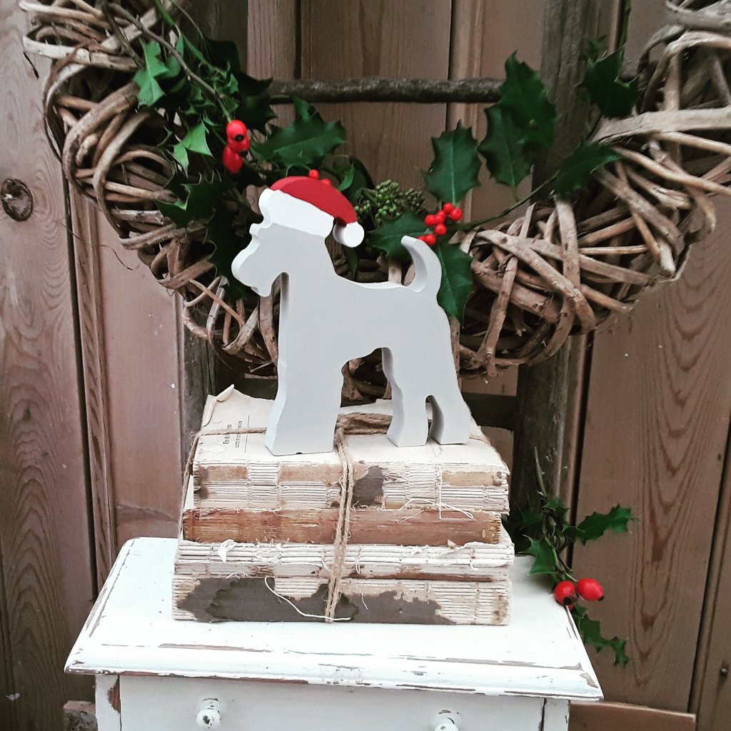 Handpainted Wooden Terrier Christmas Decoration