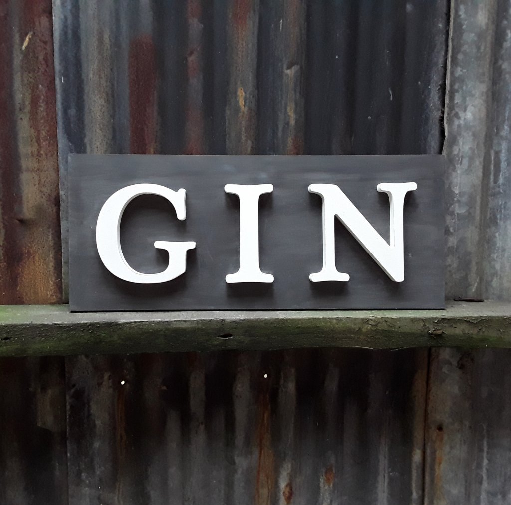 Black And Grey Painted Wooden  GIN Wordboard