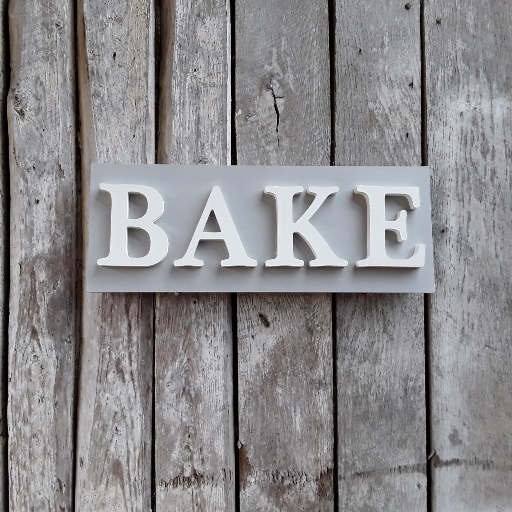 Painted Wooden BAKE Sign Paris Grey