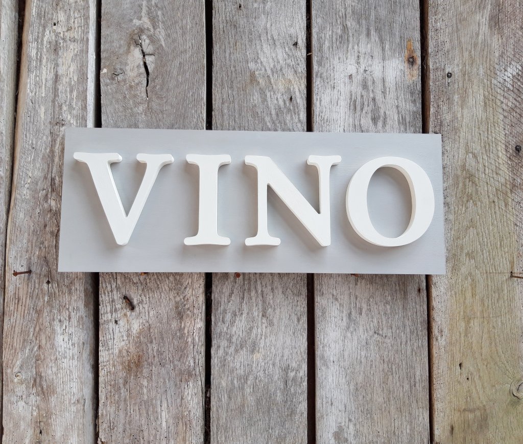 Handpainted Wooden VINO Sign