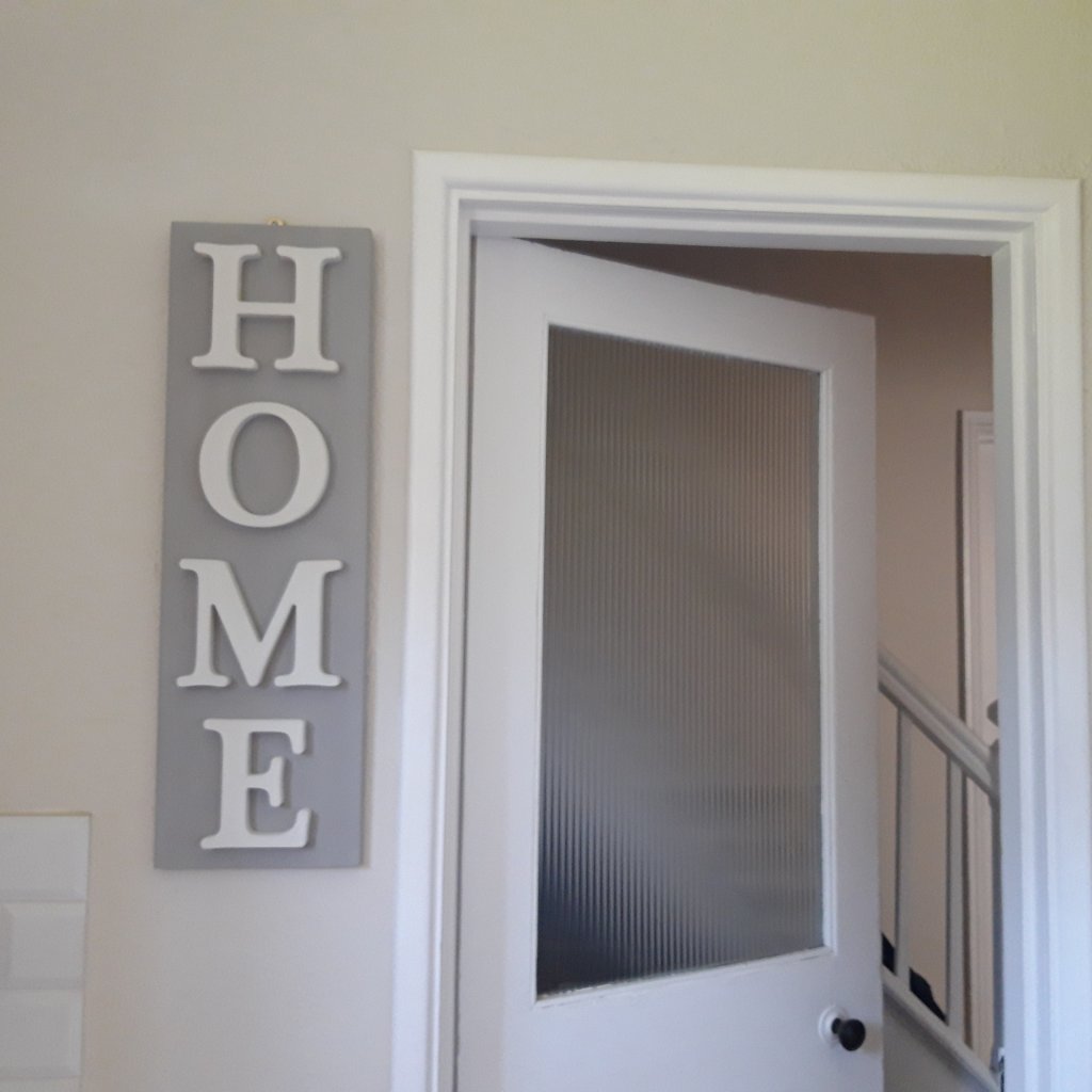 Vertical HOME Sign Paris Grey and Old White